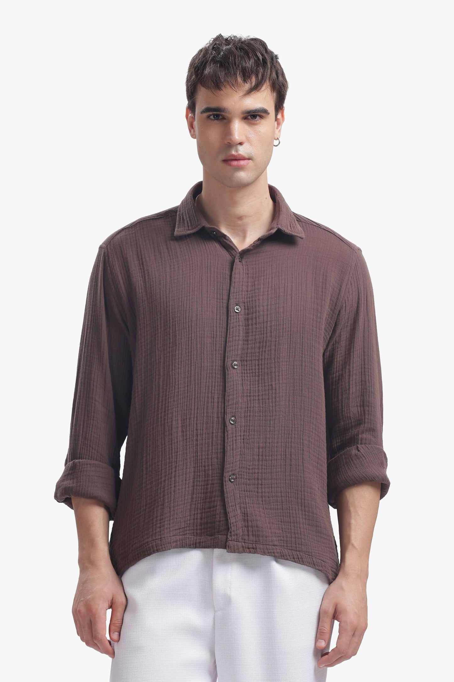 Chocolate Brown Gauze Luxe Shirt