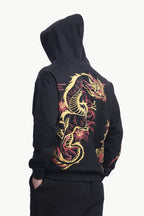 JET BLACK DRAGON HOODIE