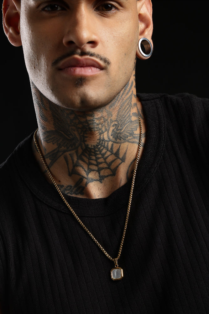 Square Pearl Signet Necklace