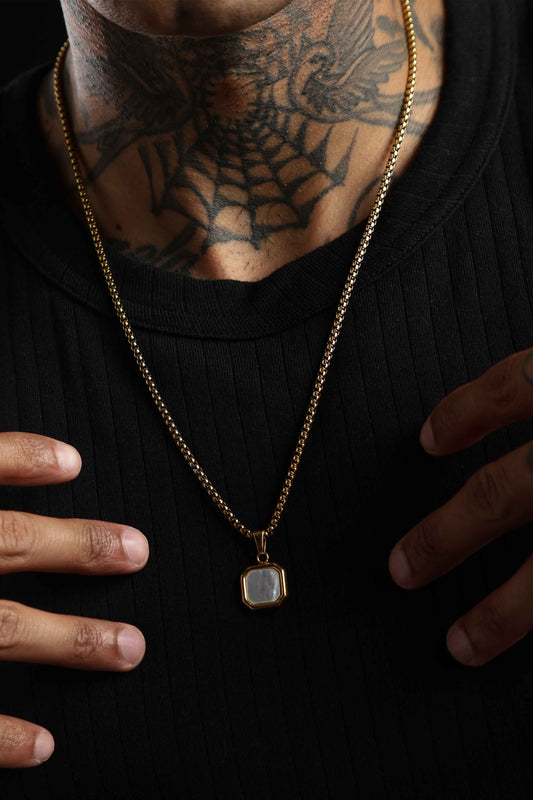 Square Pearl Signet Necklace