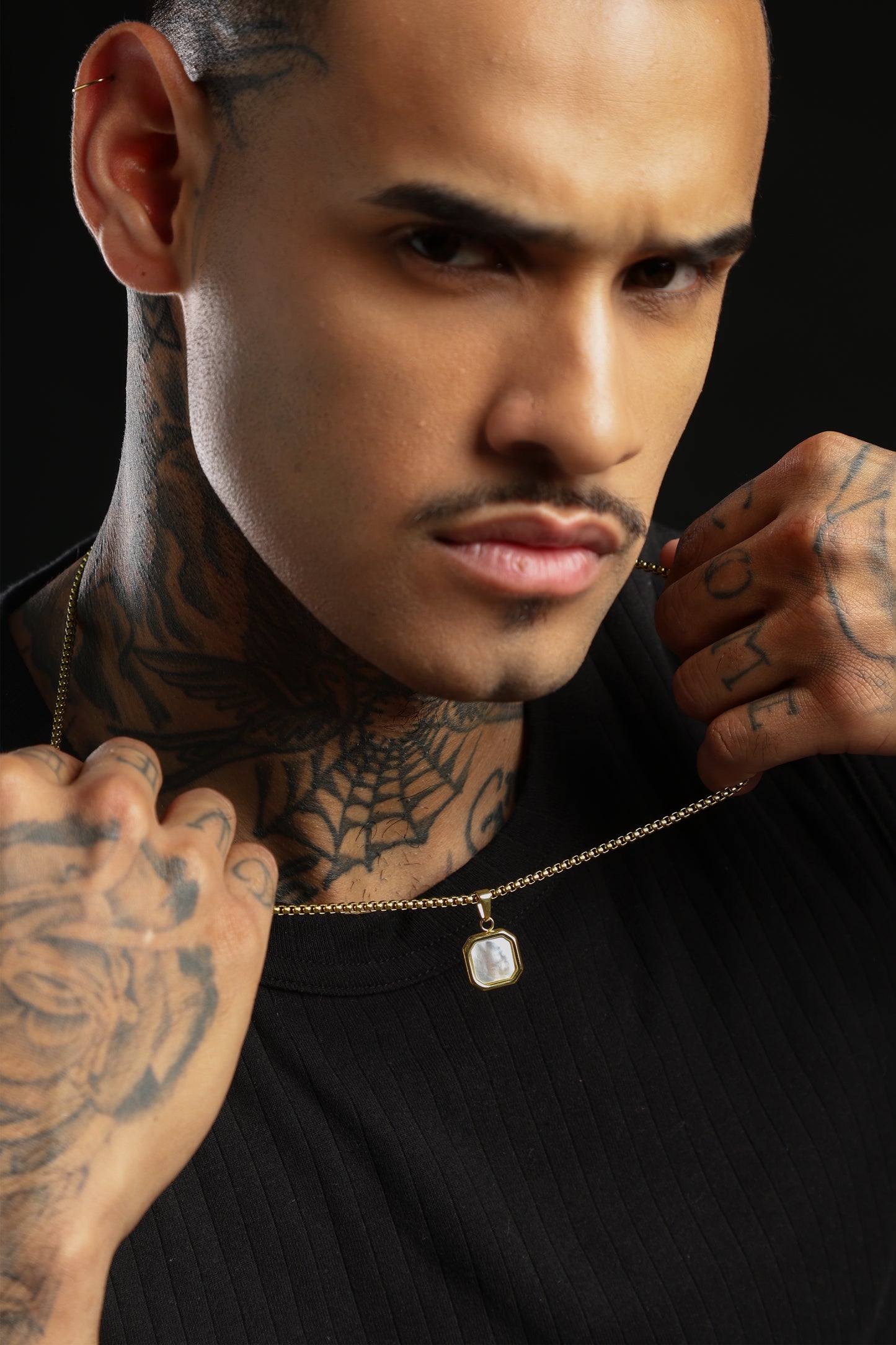 Square Pearl Signet Necklace