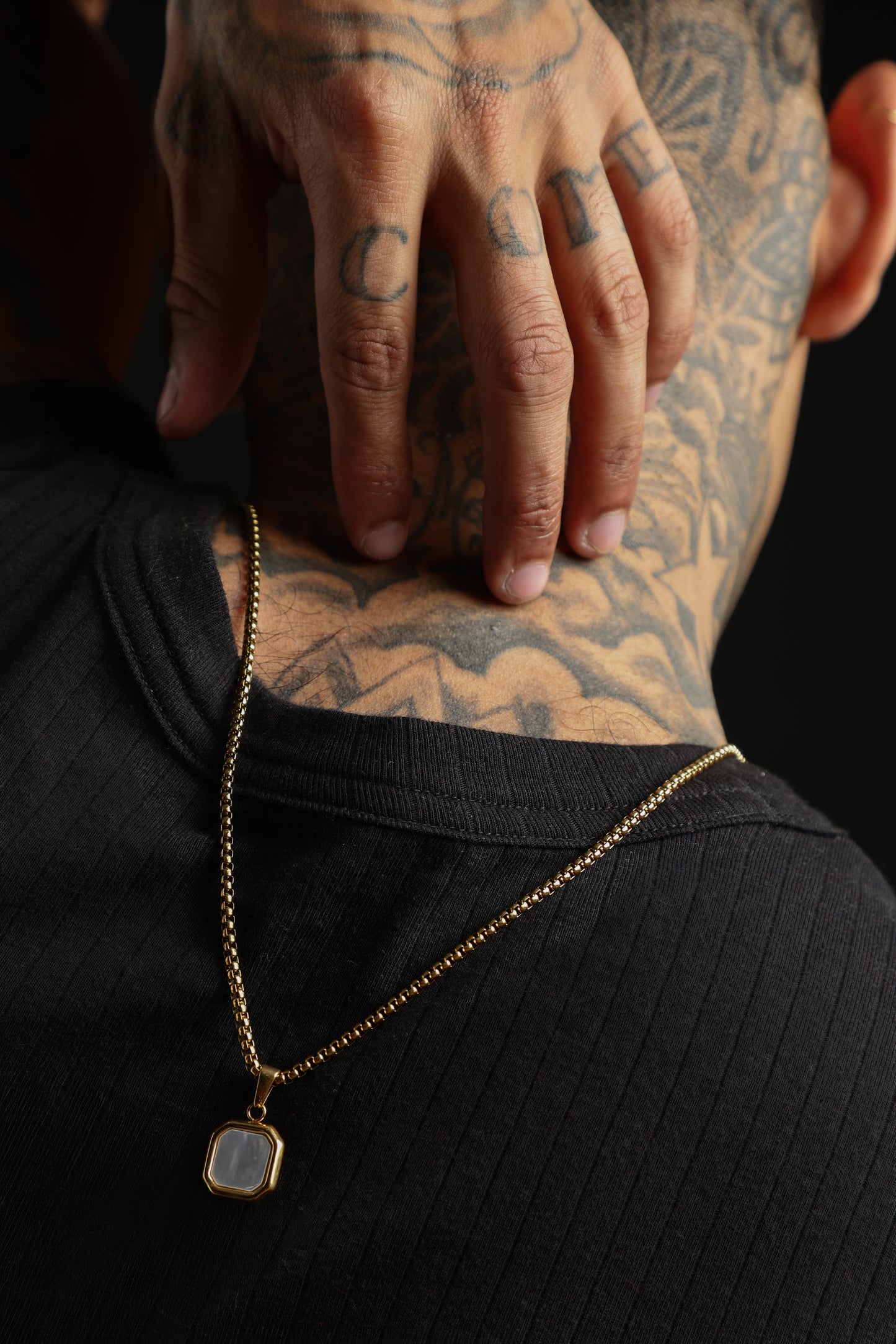 Square Pearl Signet Necklace