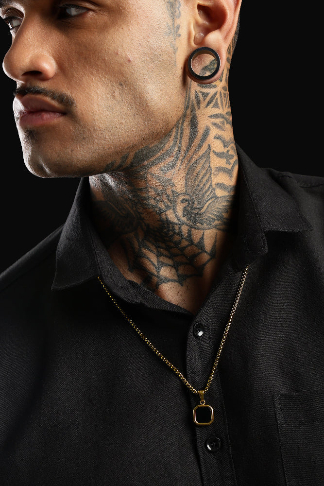 Square Black Signet Necklace