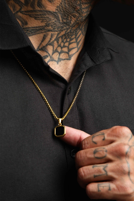 Square Black Signet Necklace