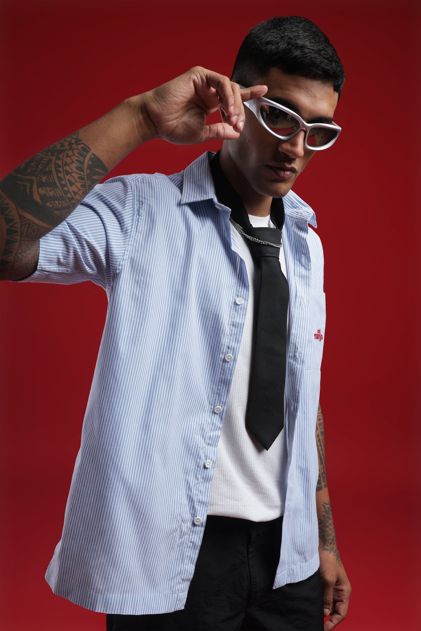 Blue Stripped Boxy Fit Shirt