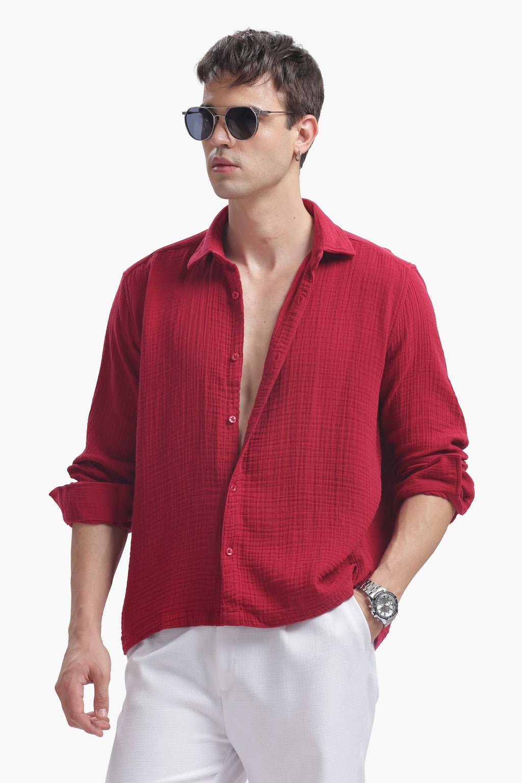 Cranberry Gauze Luxe Shirt