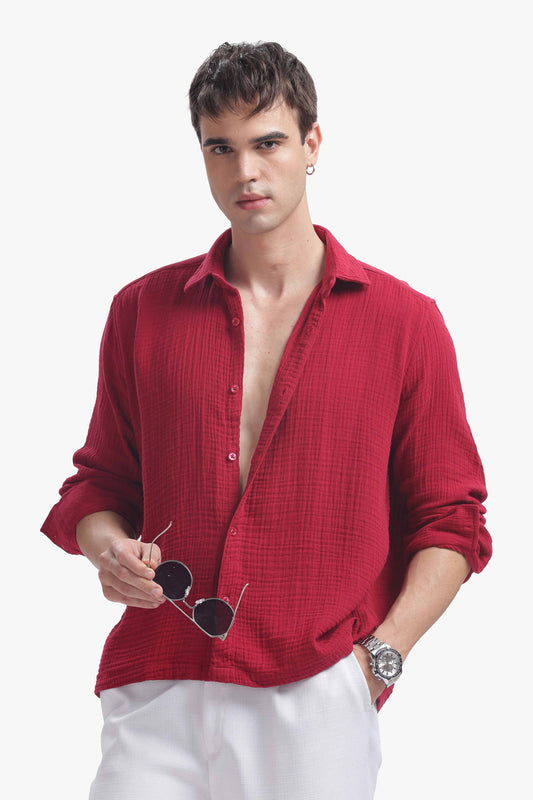 Cranberry Gauze Luxe Shirt