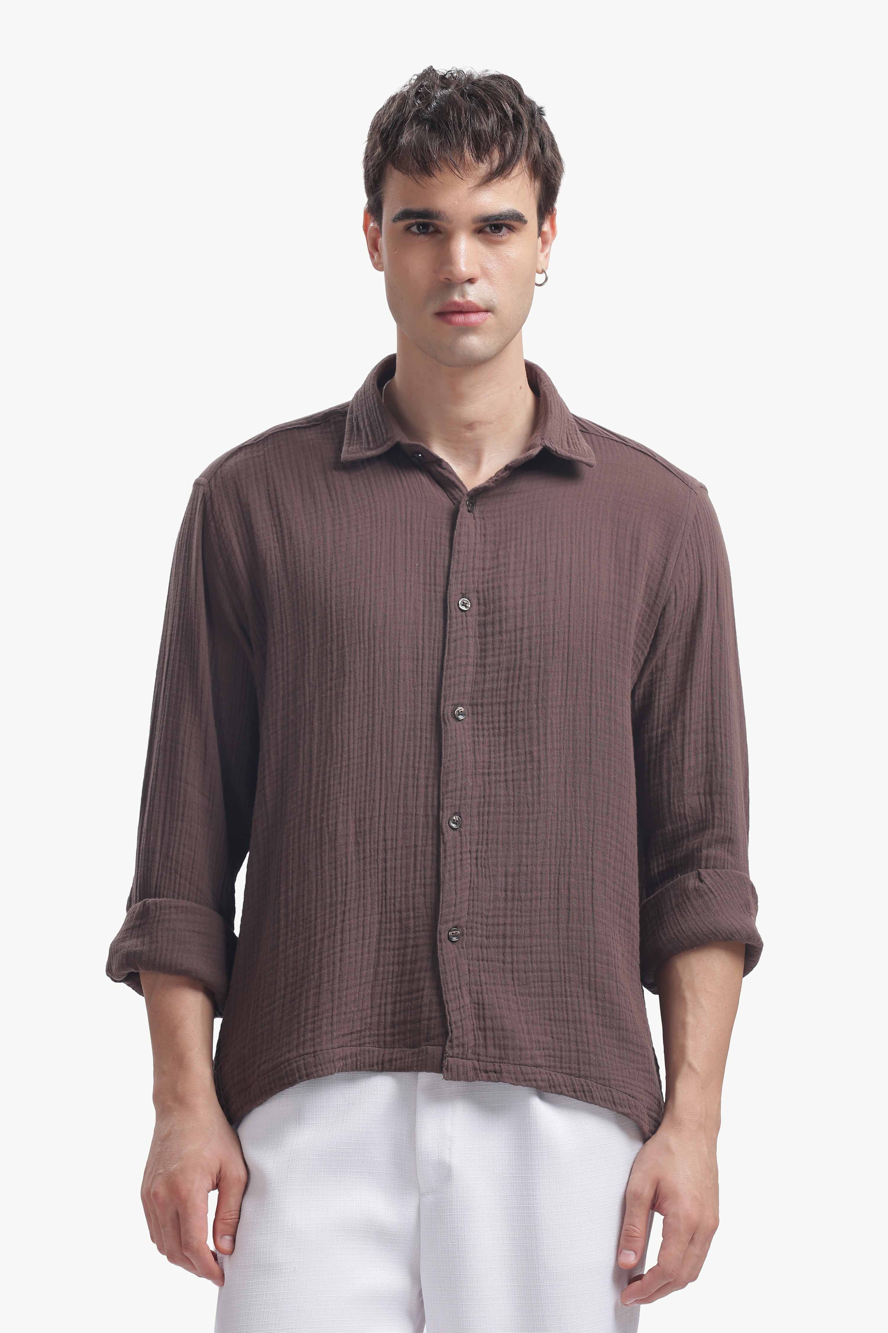 Chocolate Brown Gauze Luxe Shirt