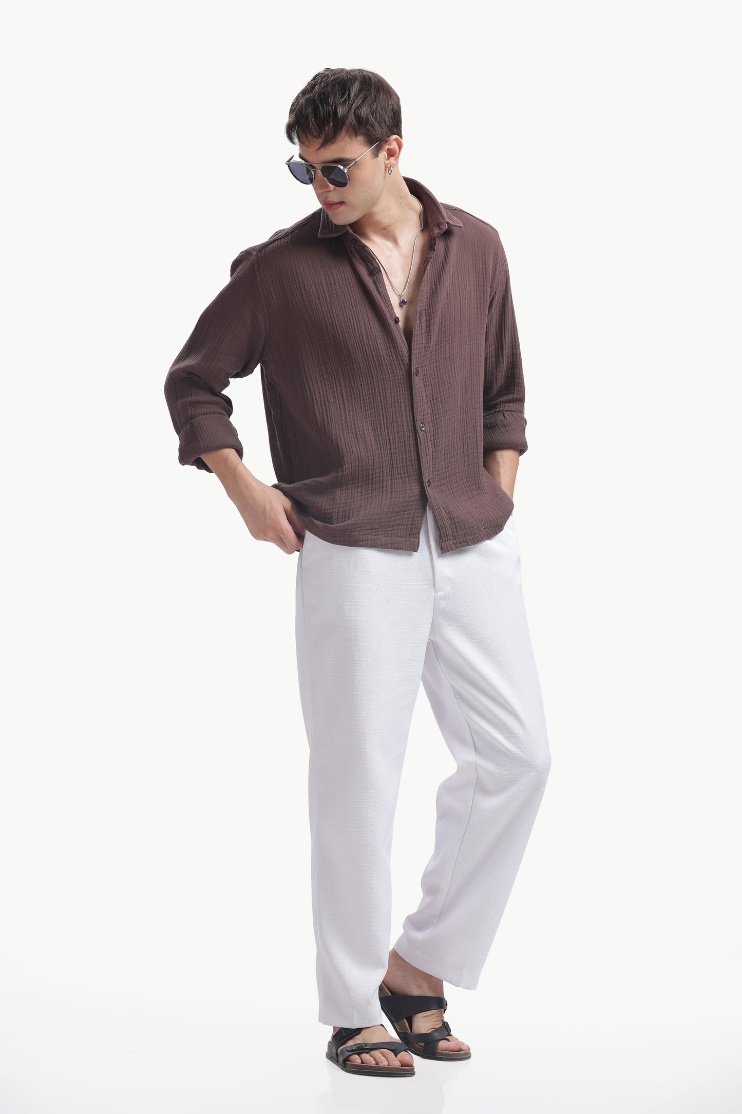 Chocolate Brown Gauze Luxe Shirt