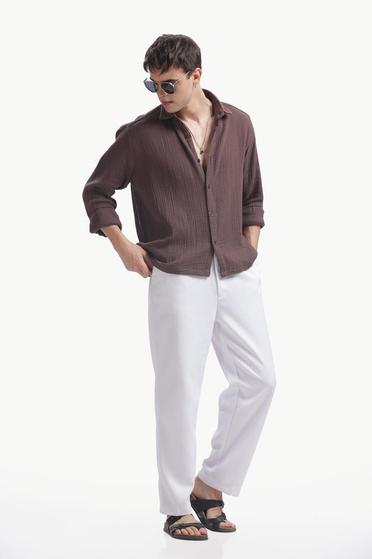 Chocolate Brown Gauze Luxe Shirt