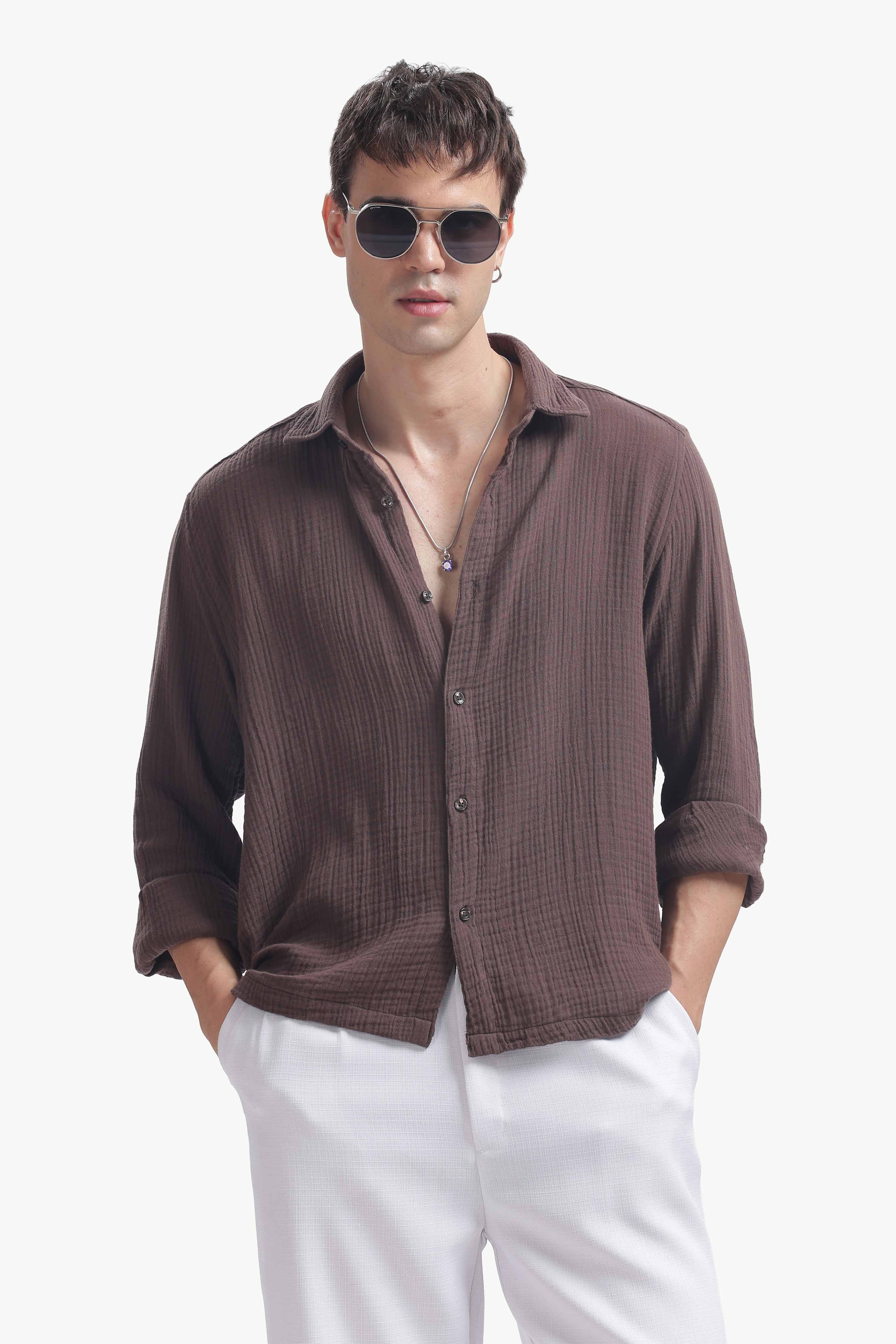 Chocolate Brown Gauze Luxe Shirt