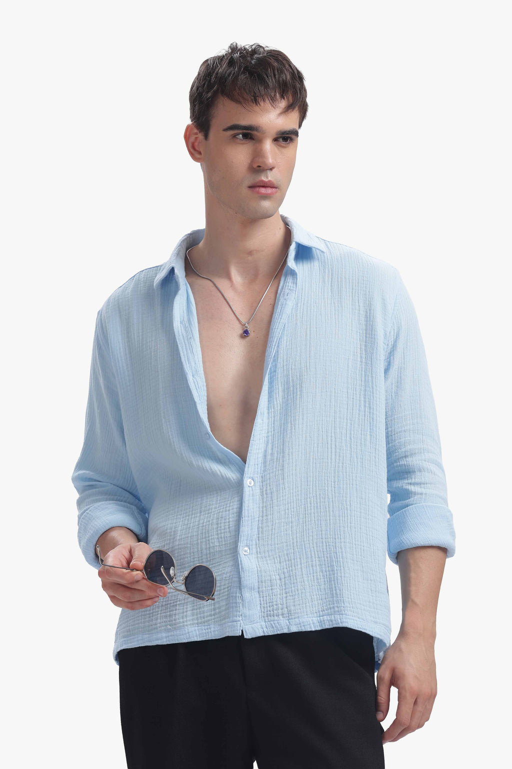 Powder Blue Gauze Luxe Shirt