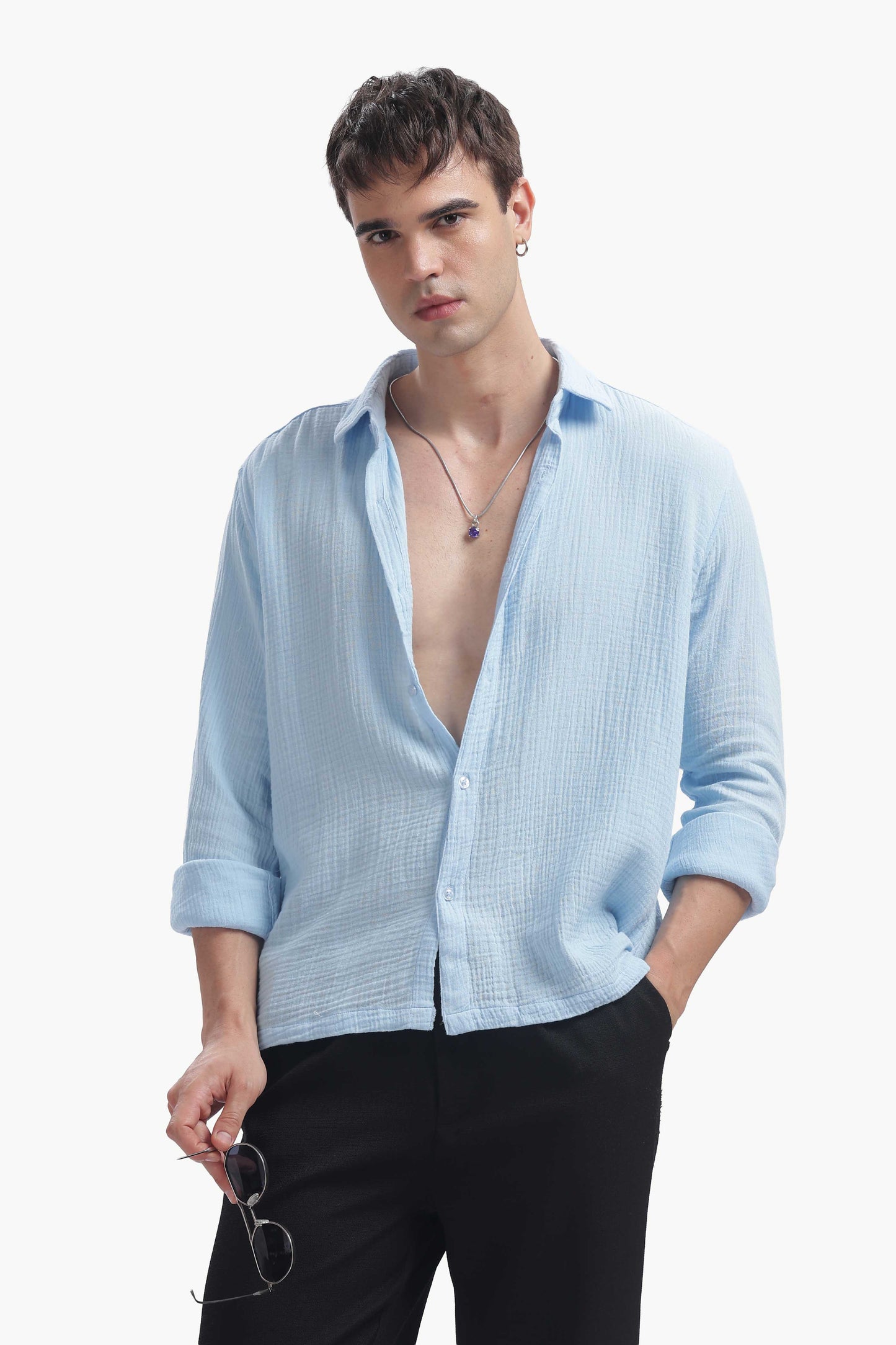 Powder Blue Gauze Luxe Shirt