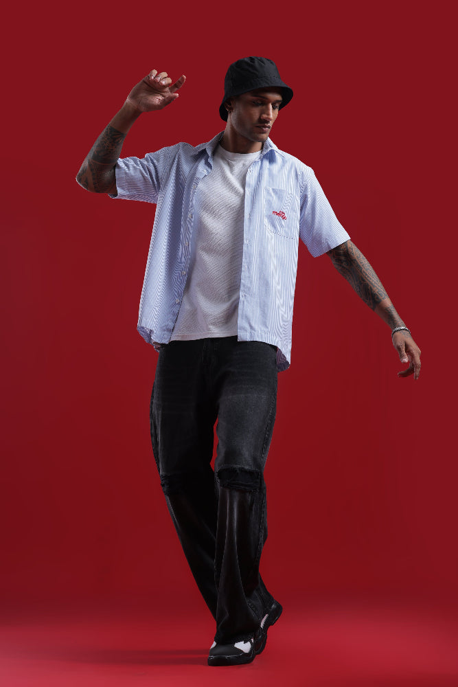 Blue Stripped Boxy Fit Shirt