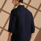 Navy blue Linen blended button down shirt