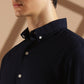 Navy blue Linen blended button down shirt