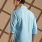 Sky blue Linen blended button down shirt