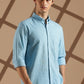 Sky blue Linen blended button down shirt