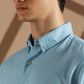 Sky blue Linen blended button down shirt