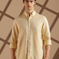 Beige Linen blended button down shirt