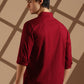 Maroon Linen blended button down shirt