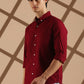 Maroon Linen blended button down shirt