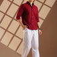 Maroon Linen blended button down shirt