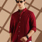 Maroon Linen blended button down shirt