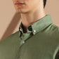 Olive Green Linen blended button down shirt