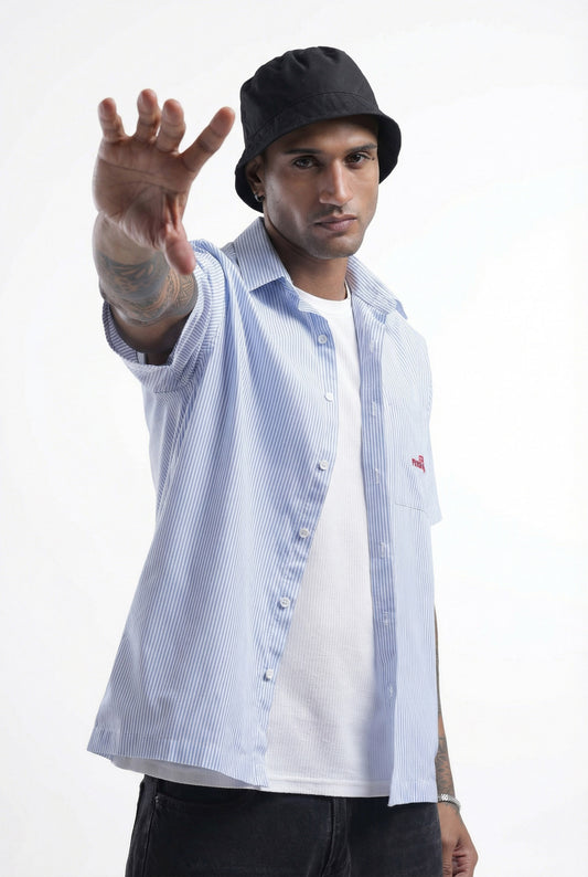 Blue Stripped Boxy Fit Shirt