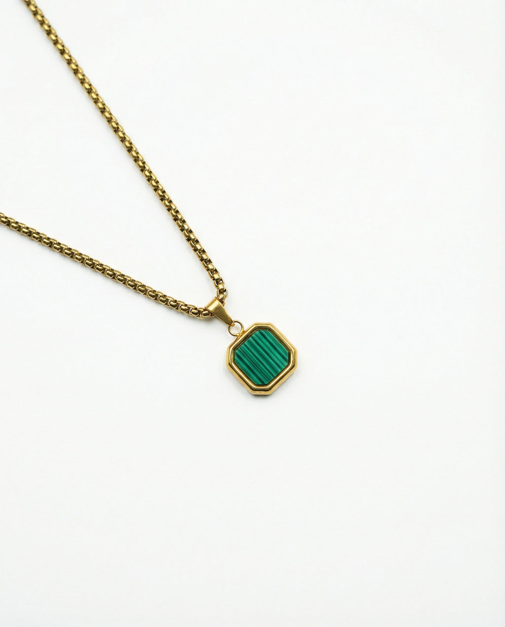 Square Signet Necklace - Emerald Green