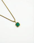 Square Signet Necklace - Emerald Green