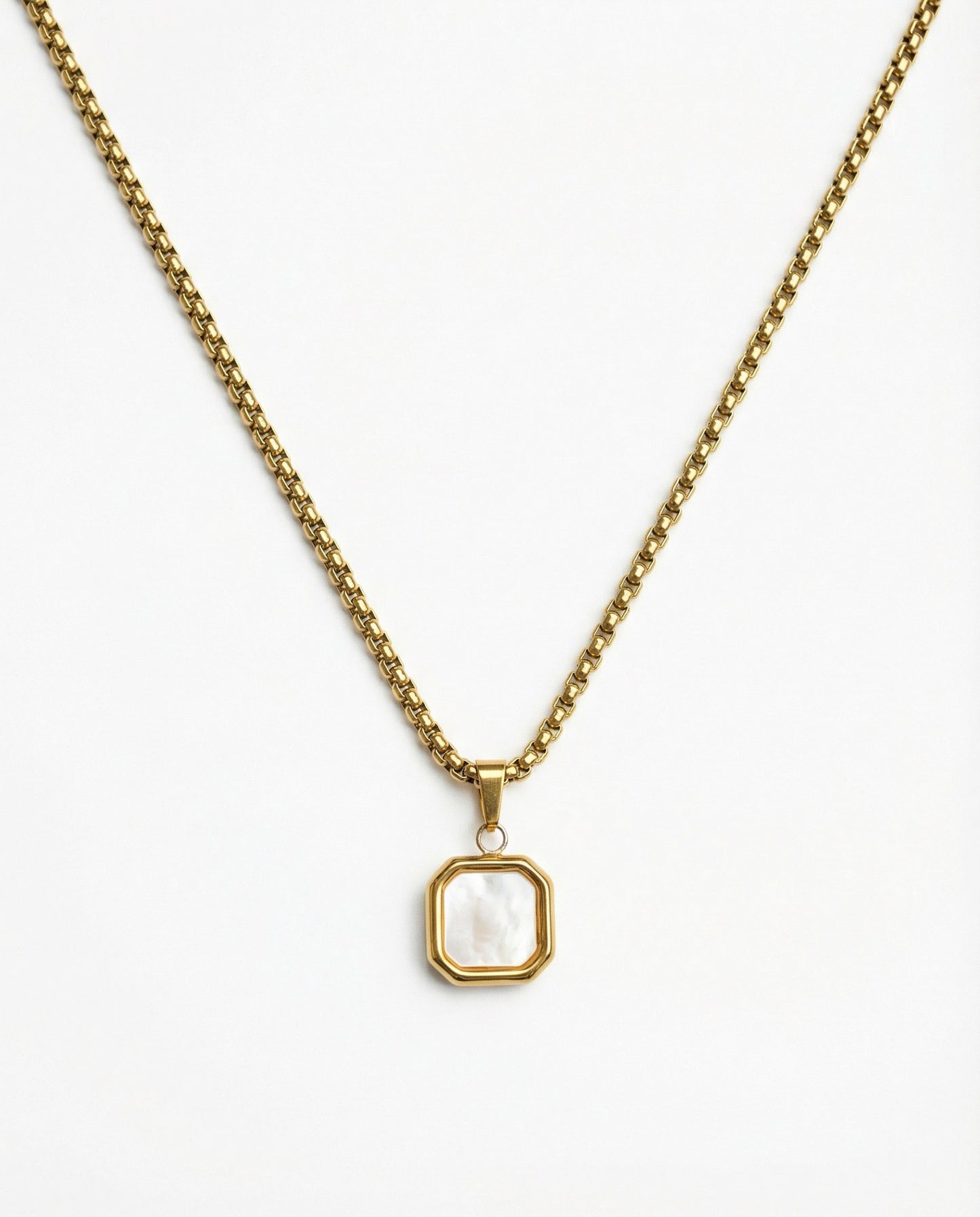 Square Pearl Signet Necklace