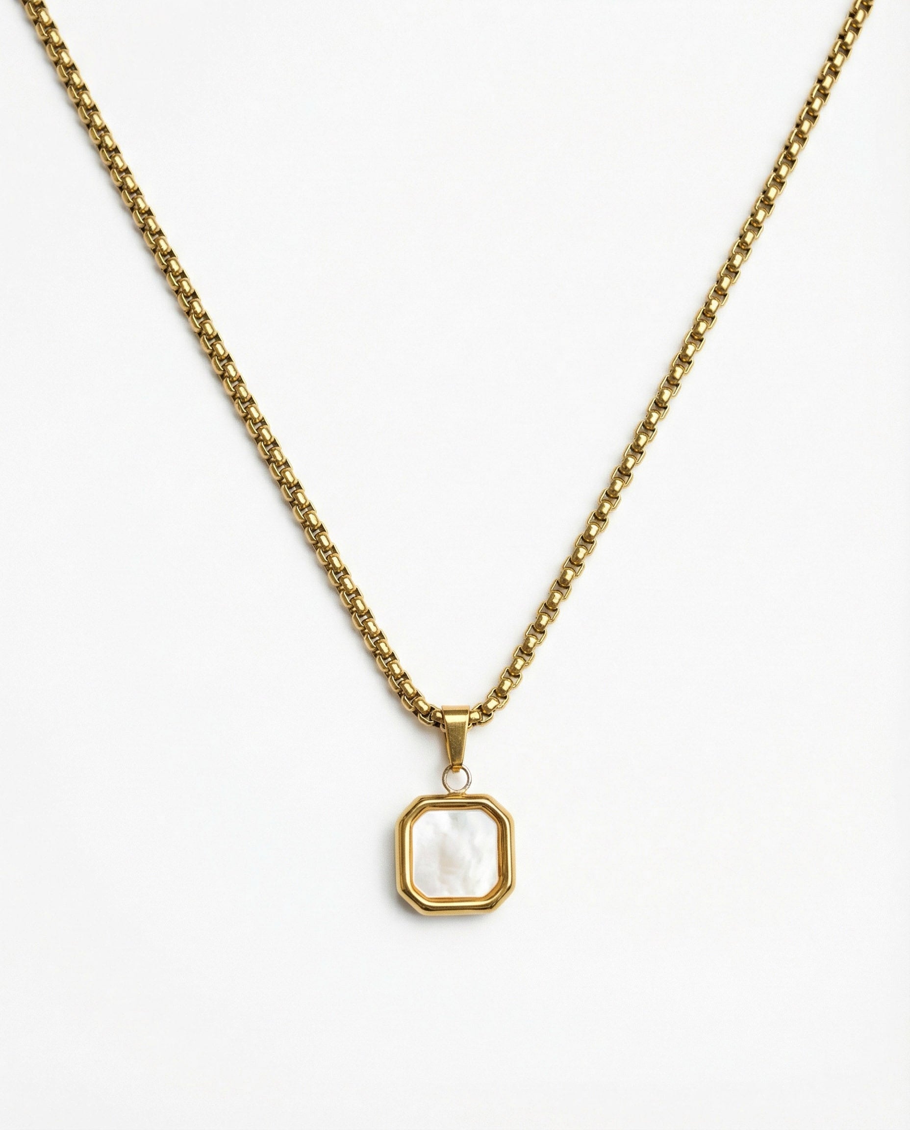 Square Pearl Signet Necklace