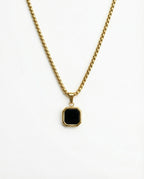 Square Black Signet Necklace