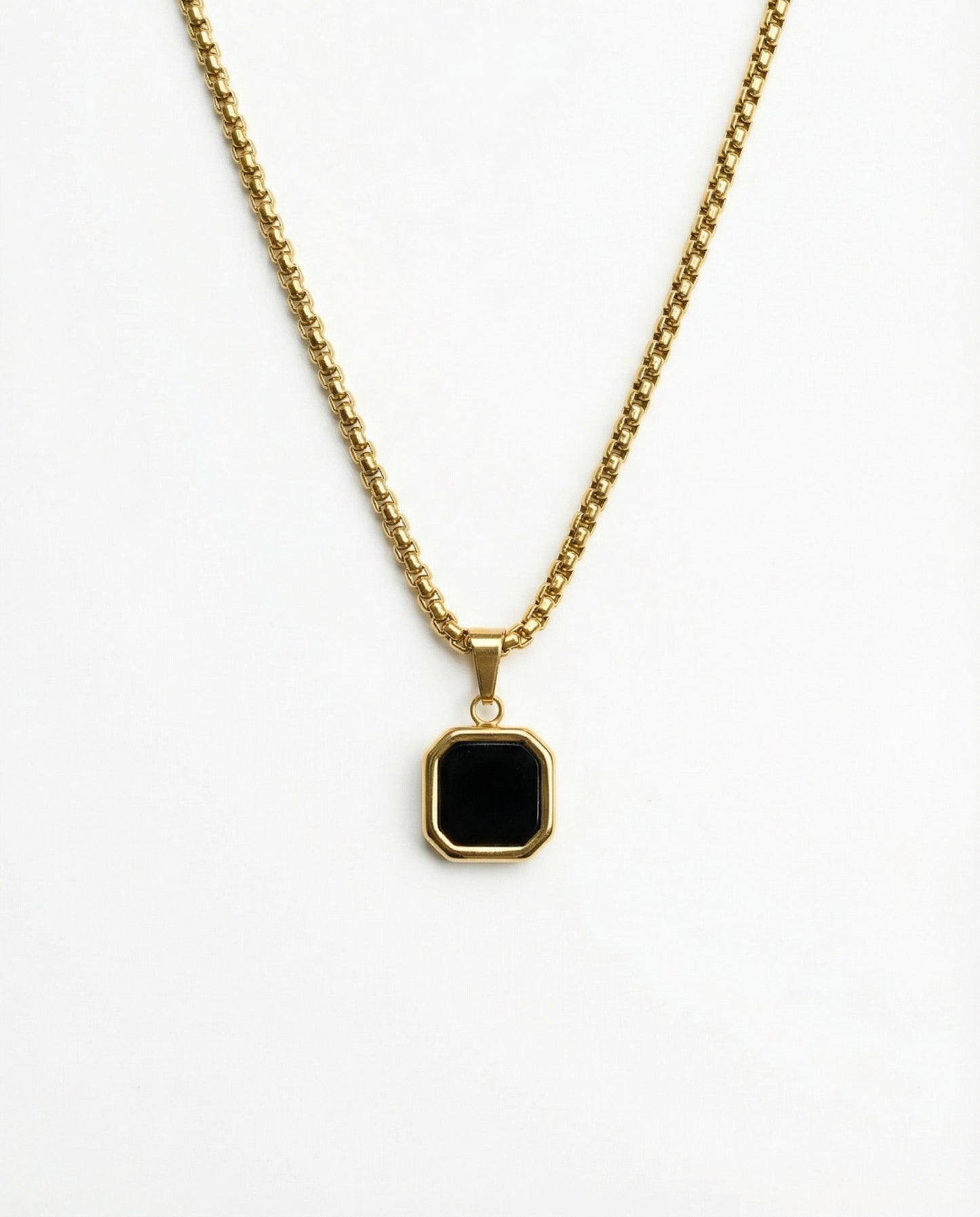 Square Black Signet Necklace