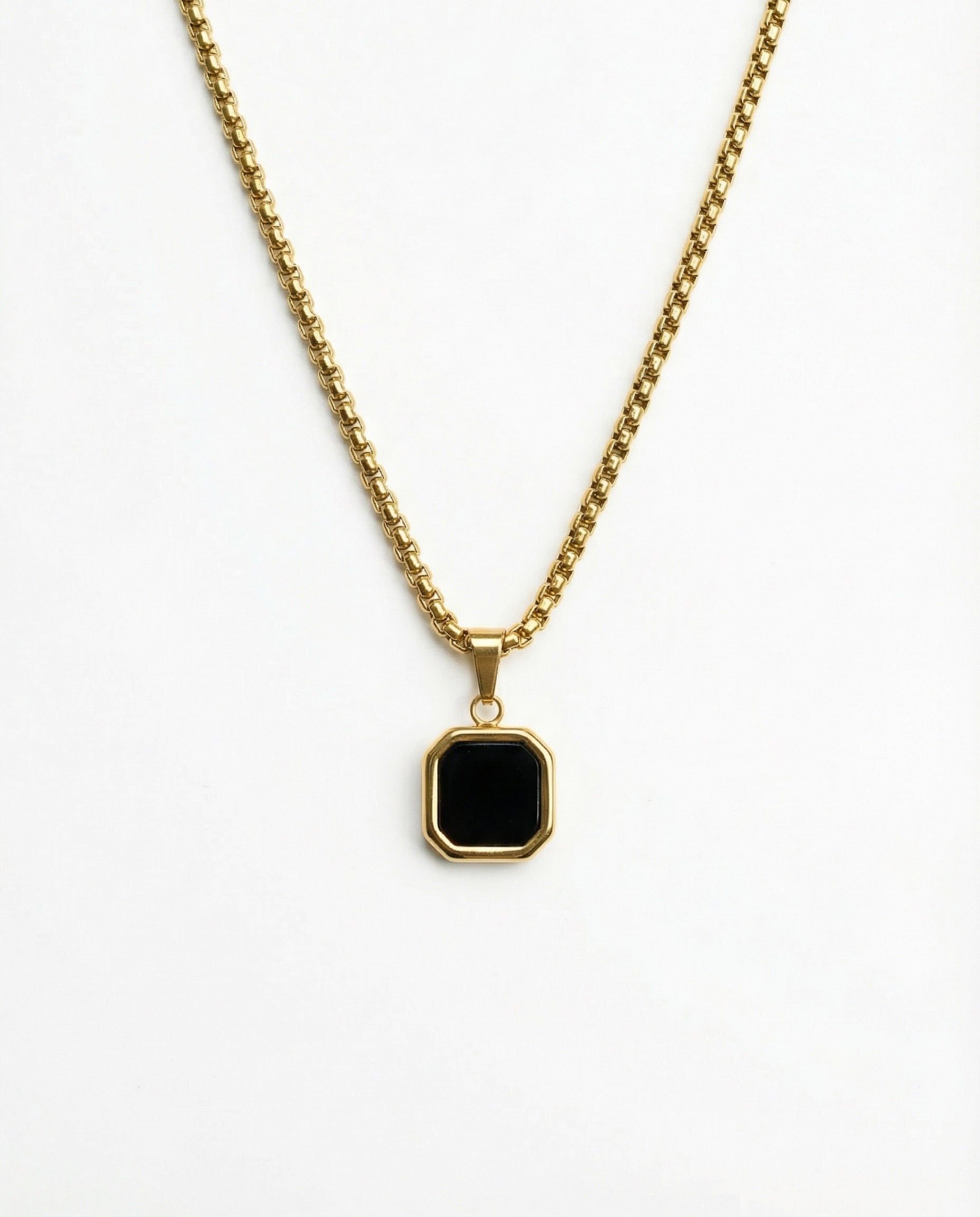 Square Black Signet Necklace